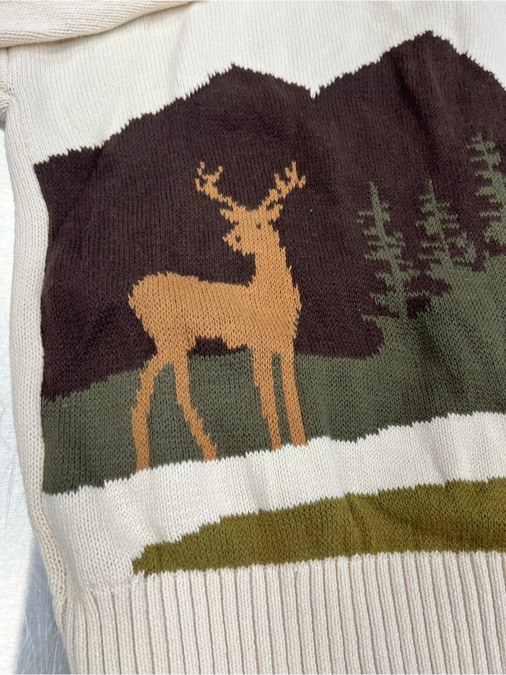 Blu Pepper Cream Shawl Collar Knit Cardigan Deer Cabin & Nature Women’s M - Picture 10 of 13